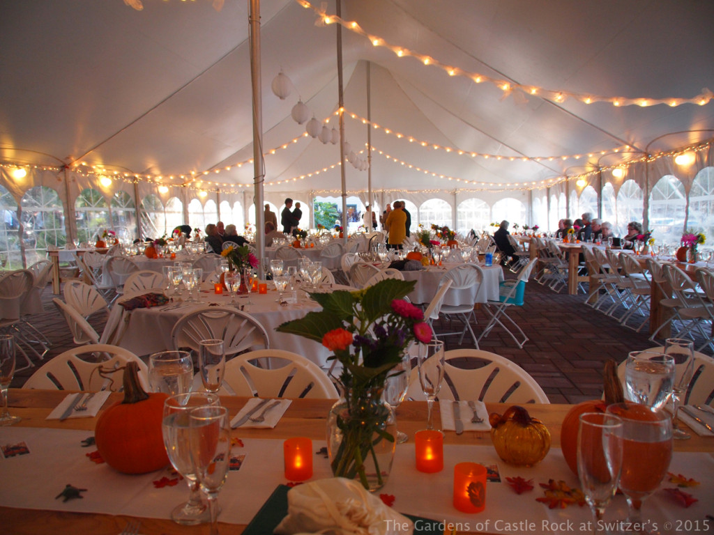 Gorgeously appointed tent.... Sunny & Brian at The Gardens of Castle Rock ~ Weddings & Events - Beautiful Outside Fall Wedding 