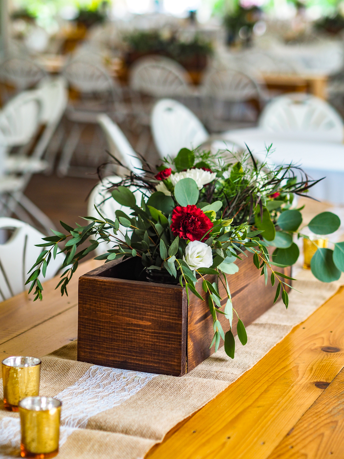 Wooden Centerpiece Rectangle Flower Box - Wedding Decor