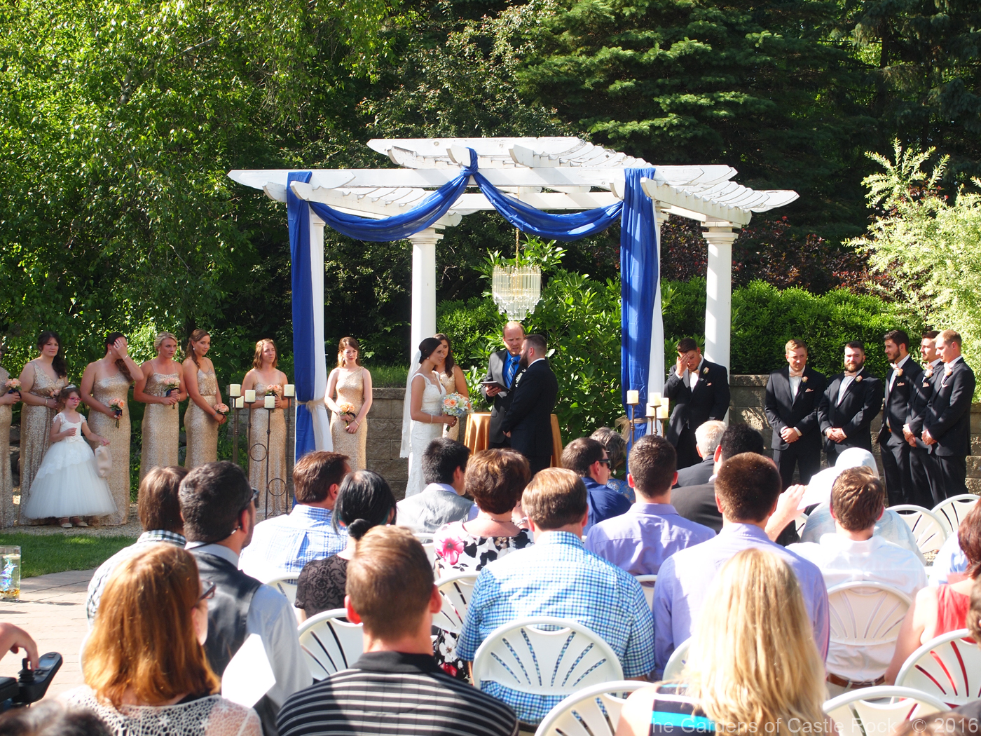 Carri & Sam at The Gardens of Castle Rock ~ Minnesota Garden Wedding - White Pergola on the Grand Promenade